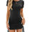 Thumbnail: Solid Color Short-sleeved Slim Short Dress Fashion Round Neck Pleated Drawstring