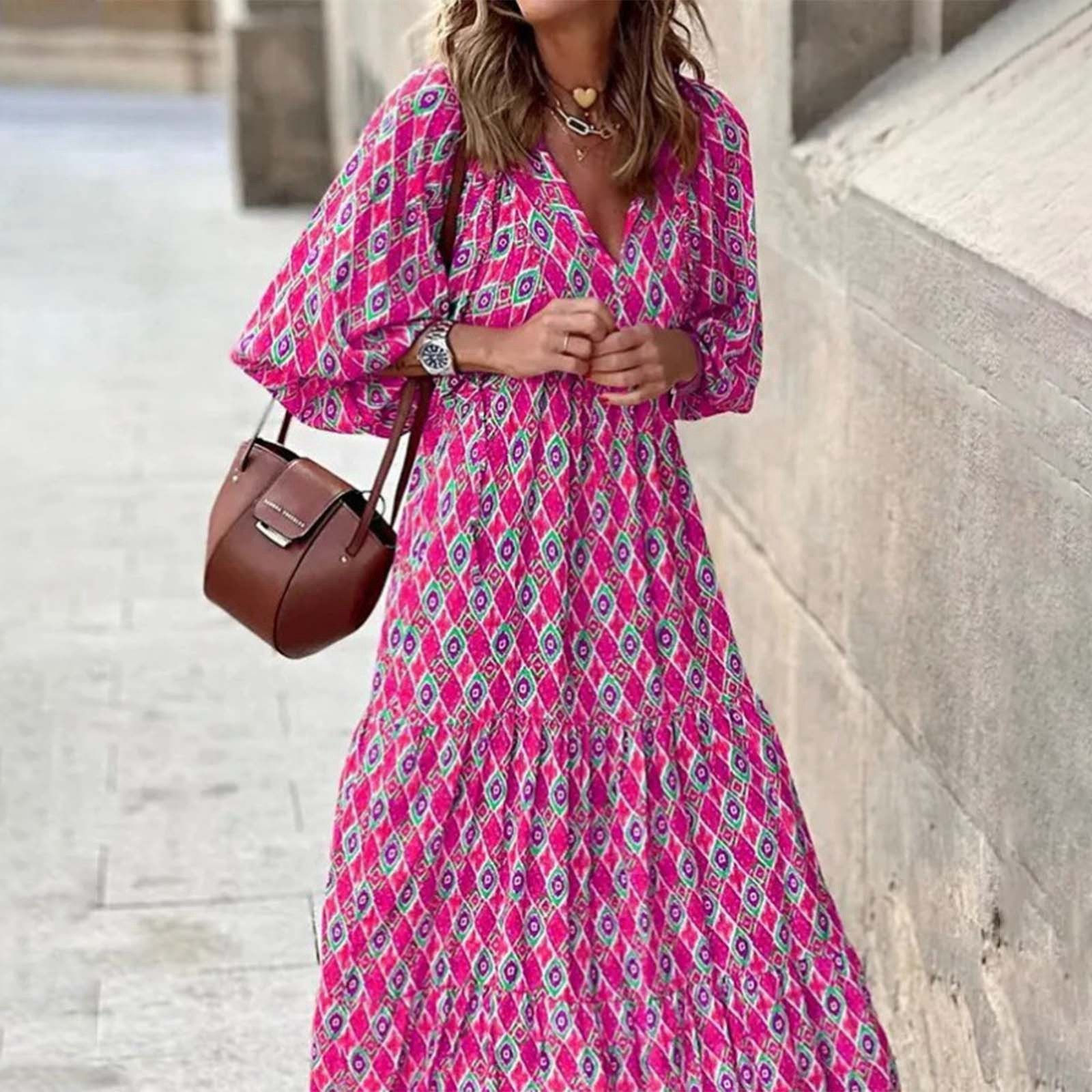 Fashion Women Print Loose Boho Dress