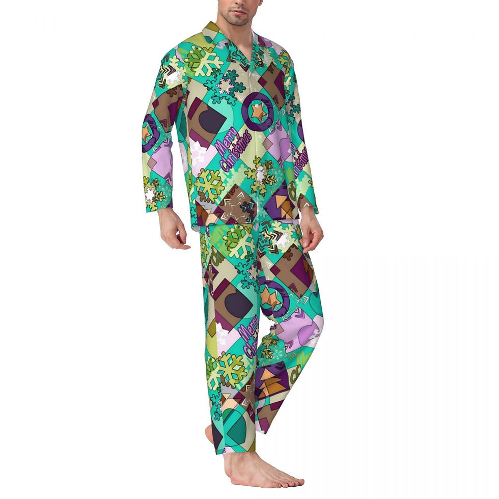 Thumbnail: Christmas Print Pajamas Set Sleepwear 2 Pieces Long Sleeve Soft Suit