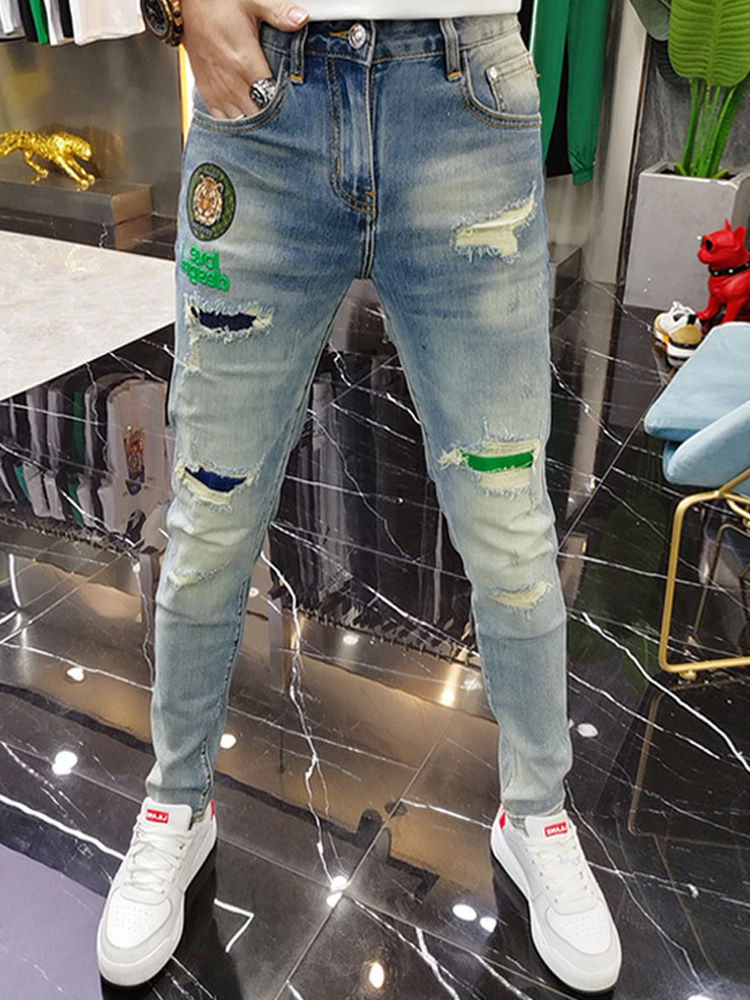 Thumbnail: Classic Patchwork Jeans for Men