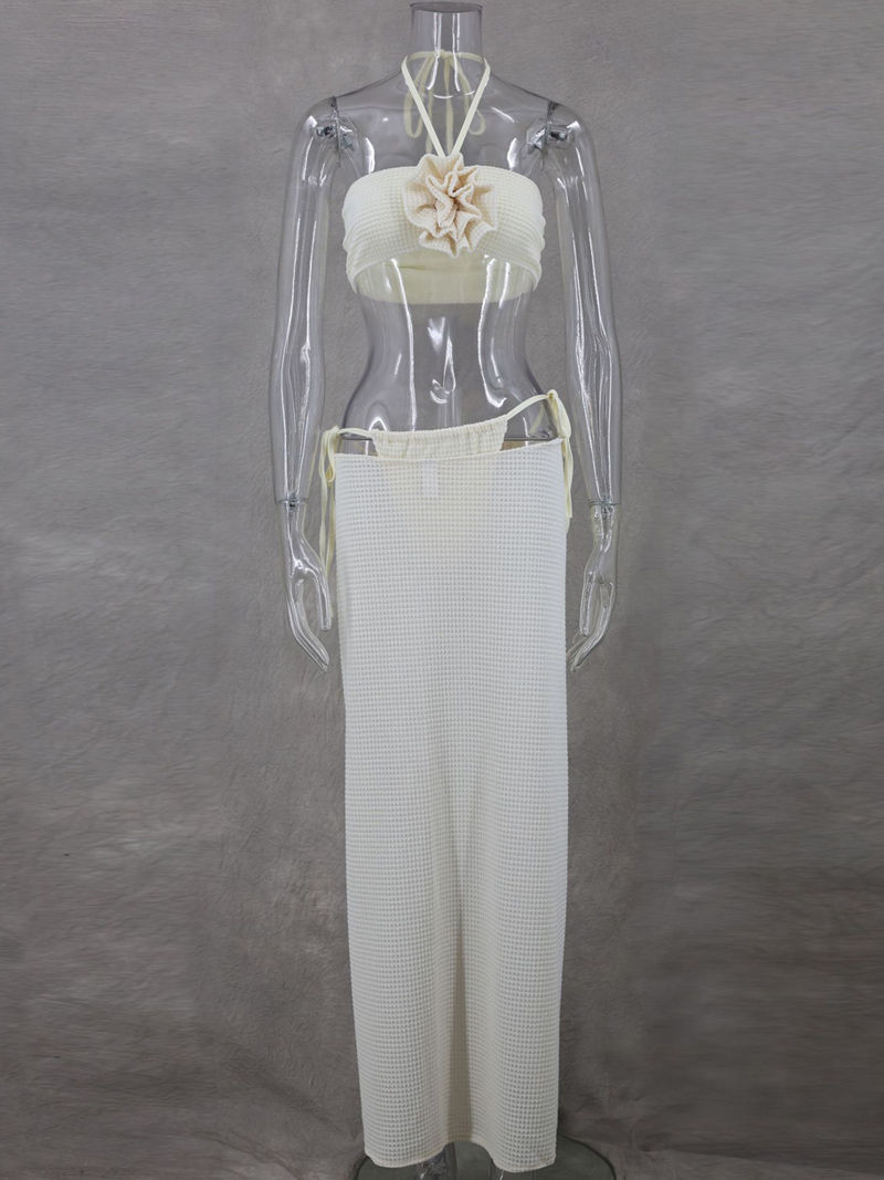 Women 3 Piece Set Knitted Bikini And Skirt Set Summer Holiday Outfits