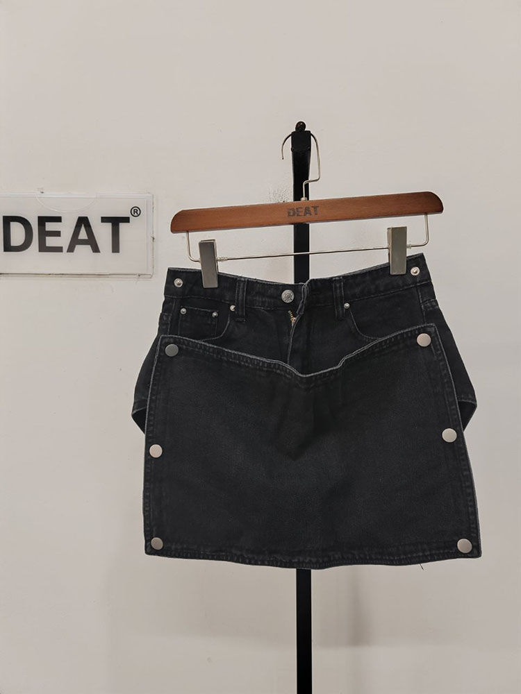 Thumbnail: DEAT Fashion Women Skirt Wasit Button