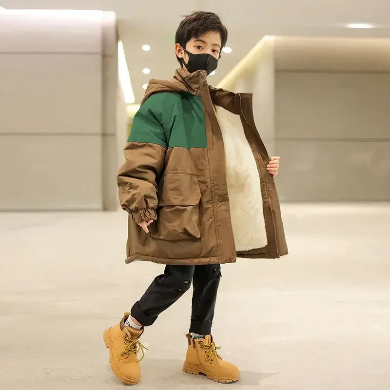 Thumbnail: Kids Patchwork Coat Jacket Warm Overcoat Cotton Zipper 