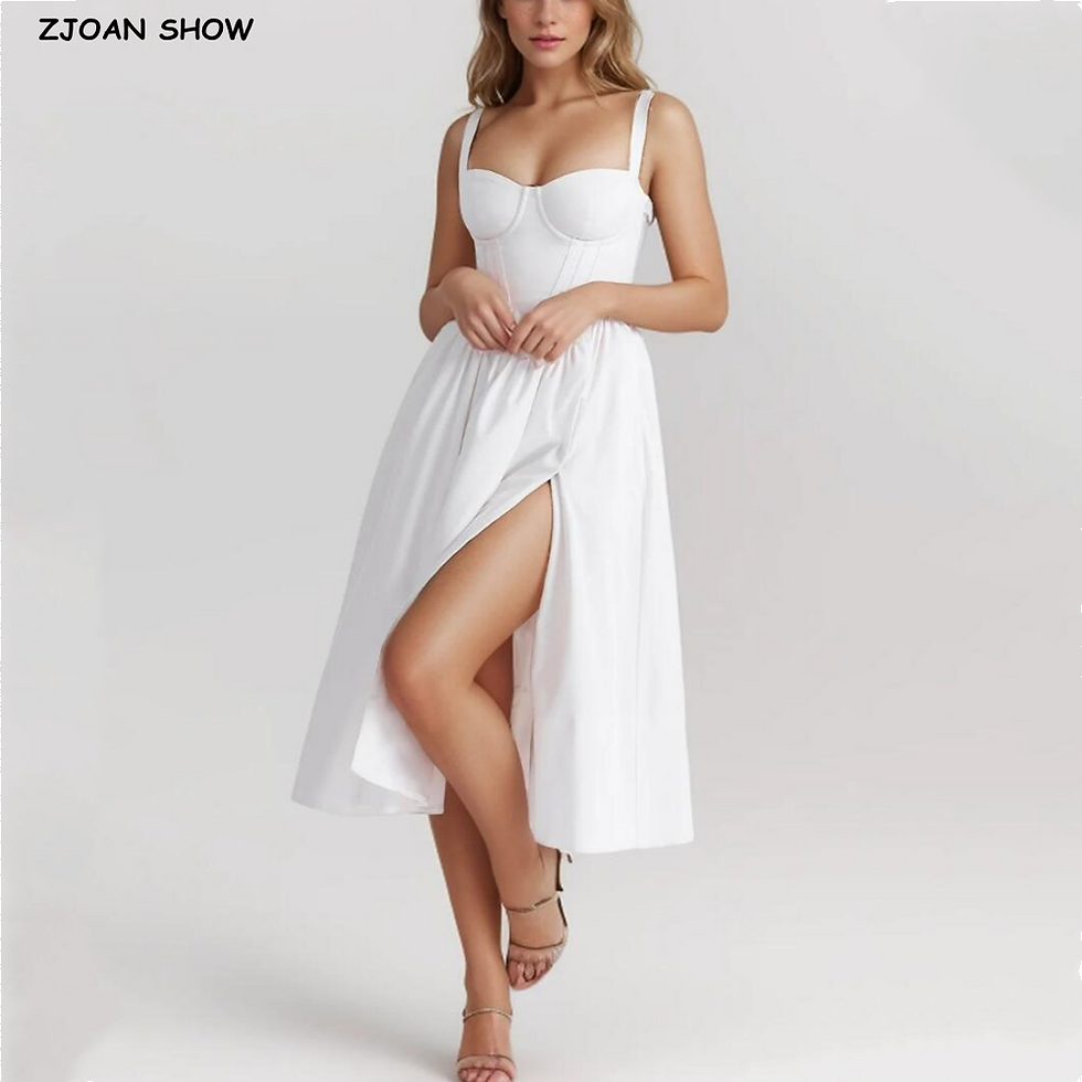 Long Midi Dress Women Bodycon Sling Robe White