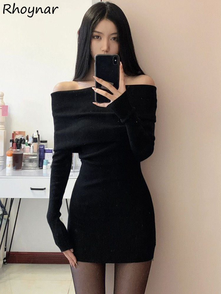 Sexy Dresses Women Backless Knitting Slim Y2k