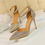 Thumbnail: Shallow Mouth Pointed Toe Hollow High Heels Champagne Gold Pumps Crystal Glitter