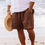 Thumbnail: Men's Shorts Cotton And Linen Summer Drawstring Elastic