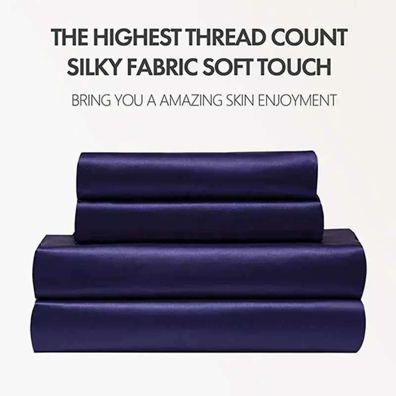 Thumbnail: Luxury Bed Sheet Set Satin High Quality Bed Sheets and Pillowcases 4 Pcs Sets