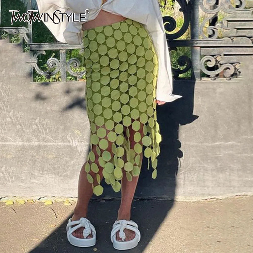 TWOTWINSTYLE solid minimalist casual skirt for women