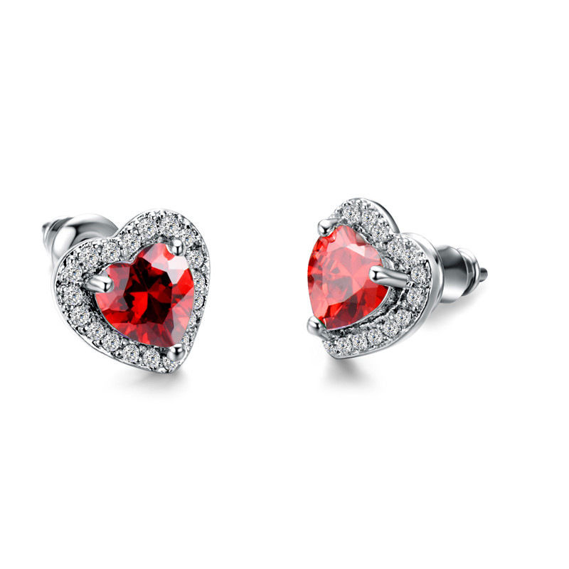 Thumbnail:  Earrigns Valentines Love Heart Zircon White Gold Color Sweet Gifts Jewerly KCE2