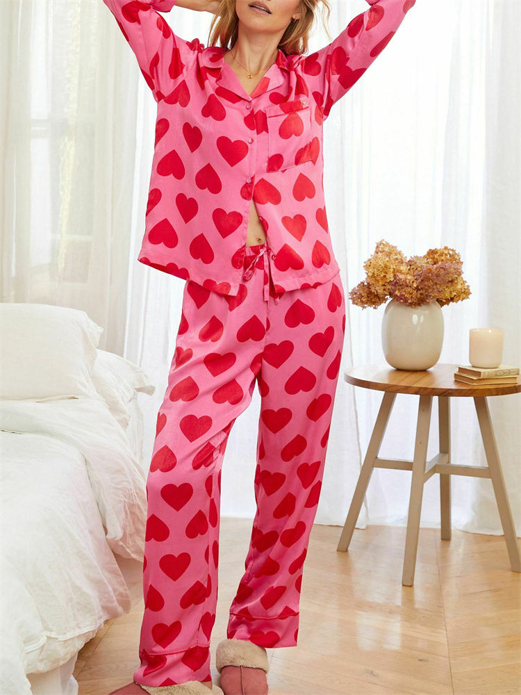 CHRONSTYLE Valentine’s Day Women 2 Pieces Pajama Set Casual