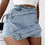 Thumbnail: Shorts Stretch Overlap Waist Wrap Solid Asymmetrical Hem A-Line Skinny Mini