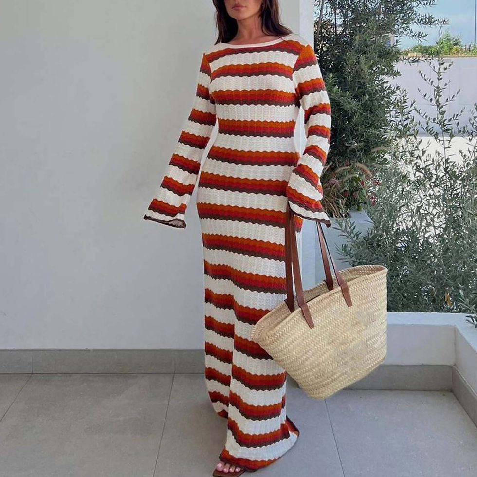 Out Dresses Women's Striped Contrast Dresses Beach Vacation