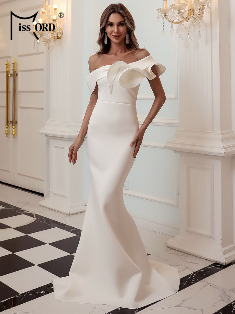 Dress Women One Shoulder Sleeveless Ruffles