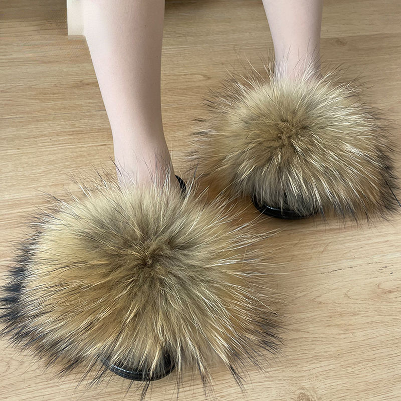 Women's Real Fox Fur Slippers