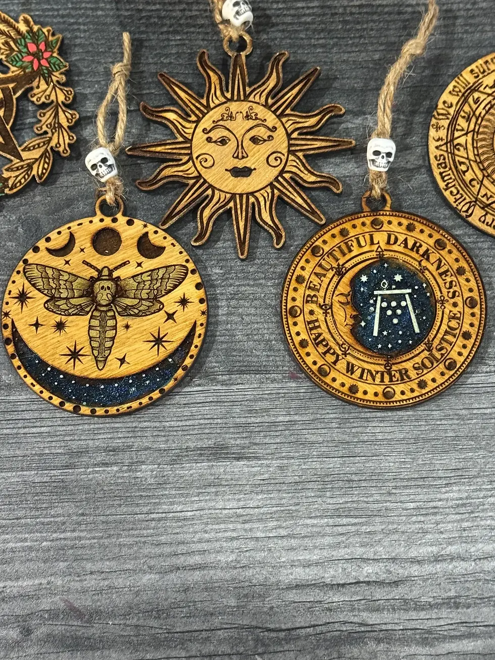Thumbnail: Wishing You A Blessed Yule 7 Piece Ornament set