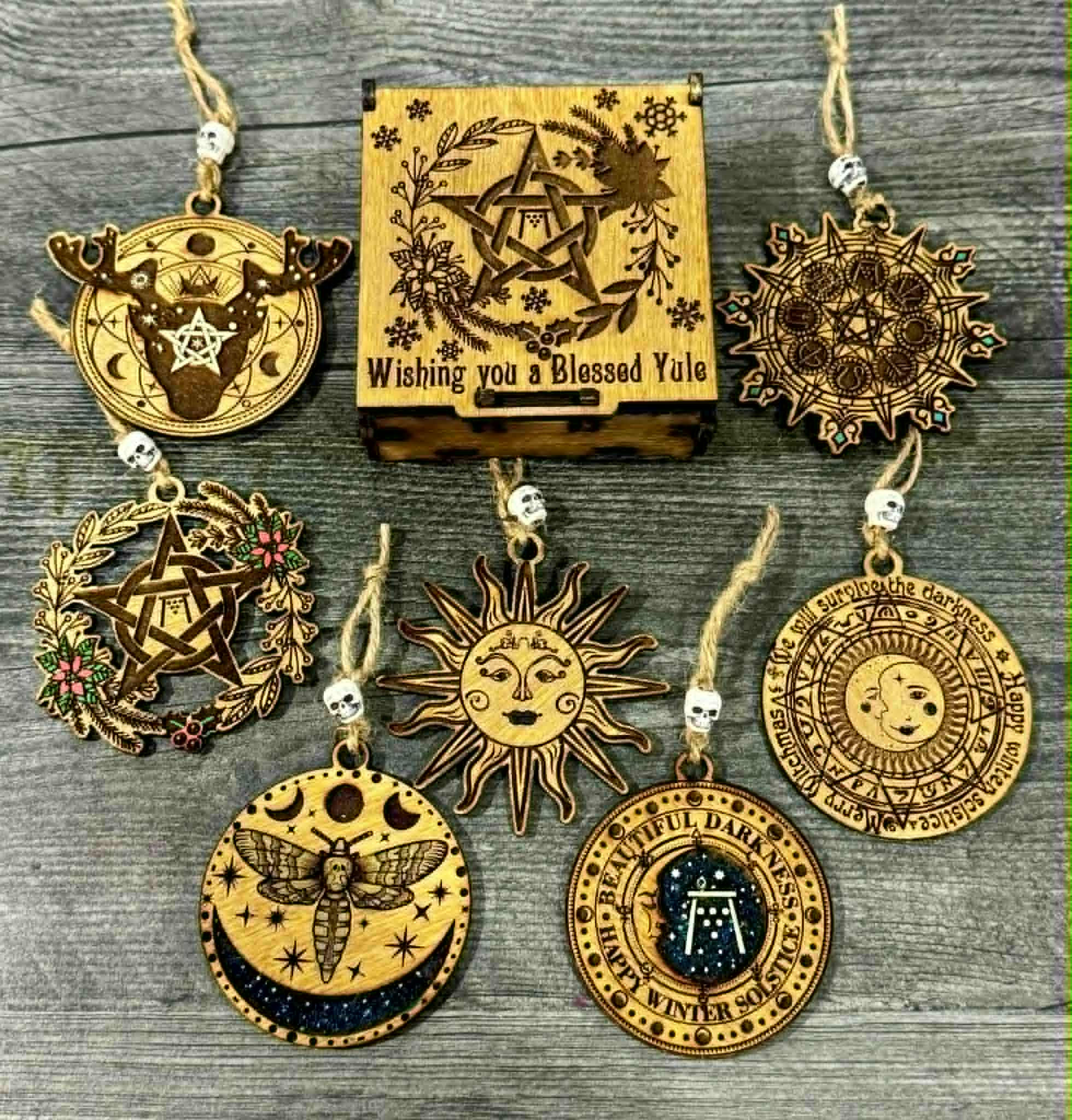 Wishing You A Blessed Yule 7 Piece Ornament set