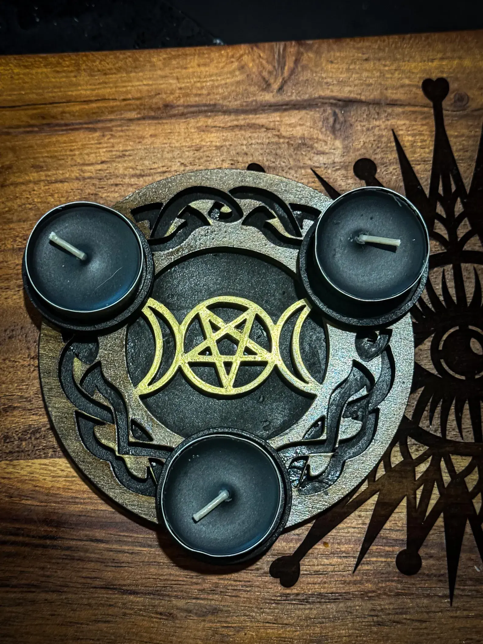 Moon Phase Pentagram candle holder