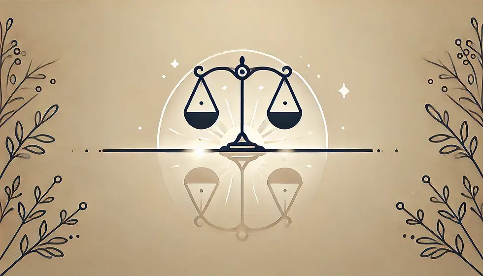 A minimalistic and elegant horizontal divider image featuring a symbolic balance scale with a glowing light on one side. The design represents self-reflection, evaluation, clarity, and alignment in relationships. The neutral background and sleek aesthetic make it a subtle yet powerful visual for assessing connections and personal growth