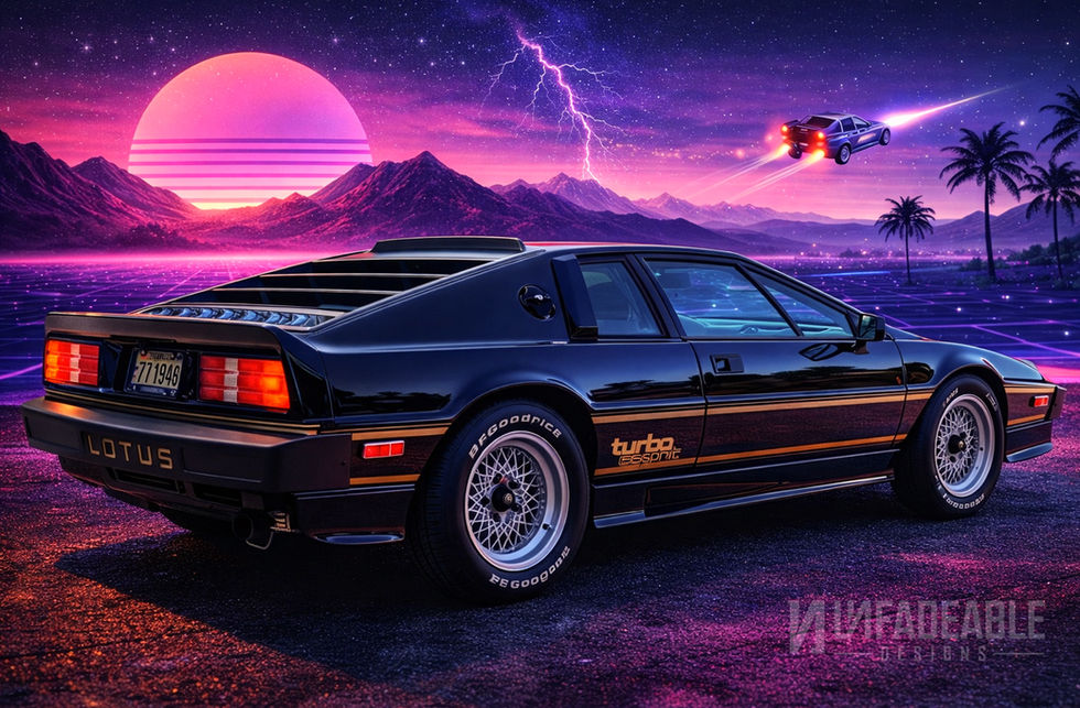 Custom gloss black wrap on a vintage Lotus Esprit Turbo by Unfadeable Vehicle Wraps in Fort Wayne.