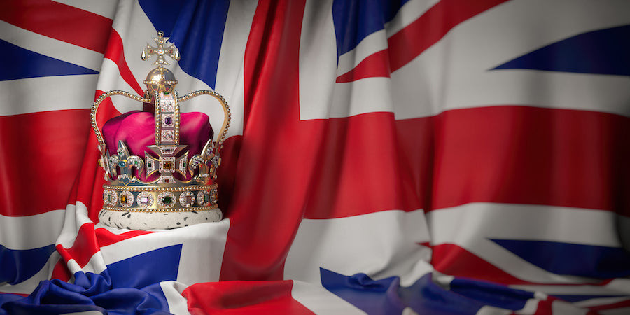 a crown on top of a british flag