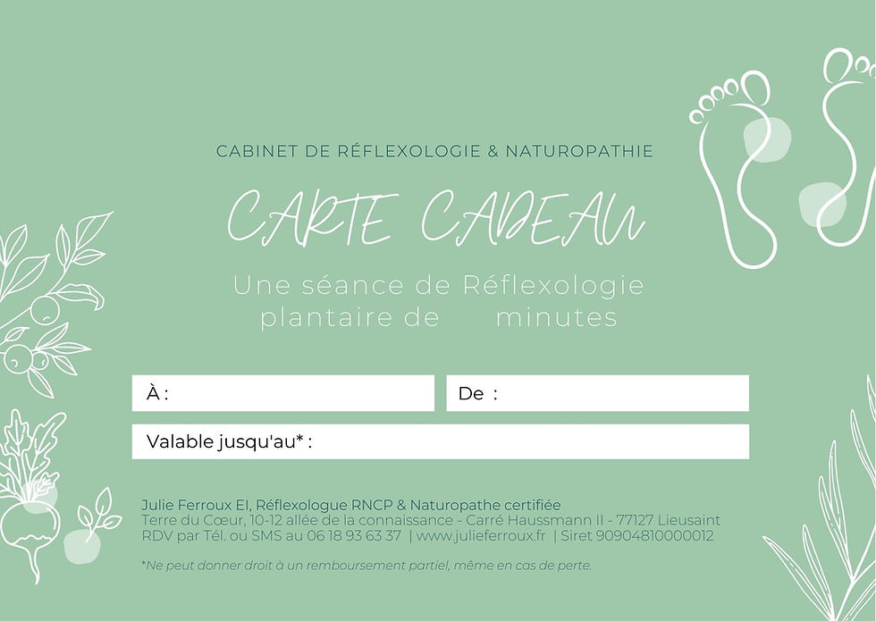 Carte cadeau réflexologie Julie Ferroux