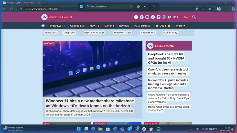 클릭 작업은 Windows 11 전반에 걸쳐 AI 오버레이를 제공합니다. (이미지 크레딧: Windows Central)