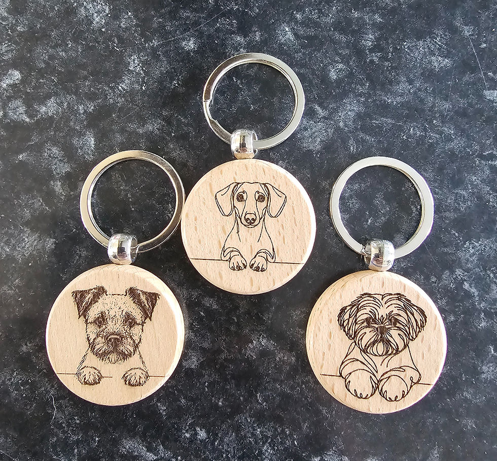 Thumbnail: Dog Wooden Round Keyrings