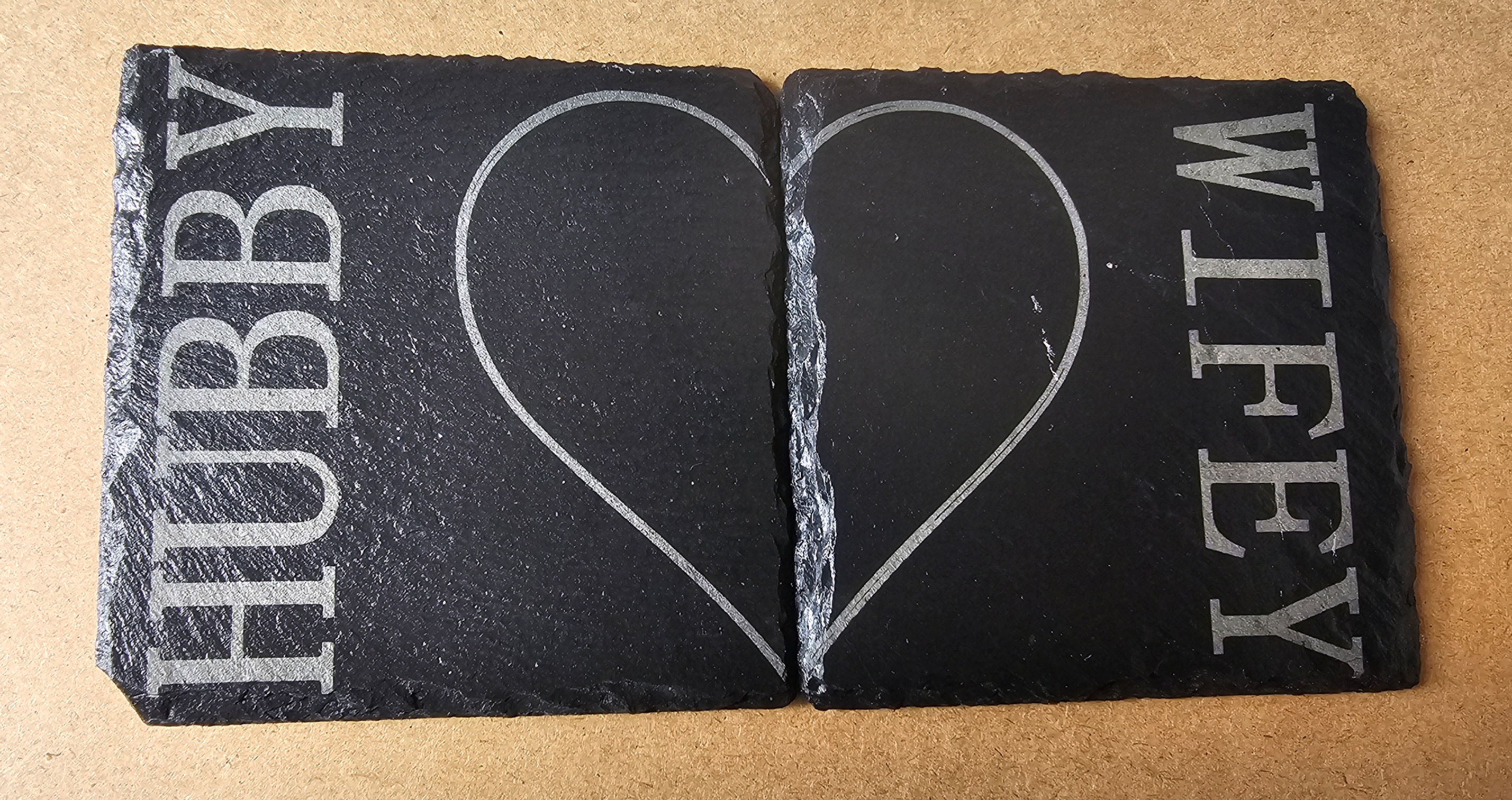 Hubby & Wifey slate coasters