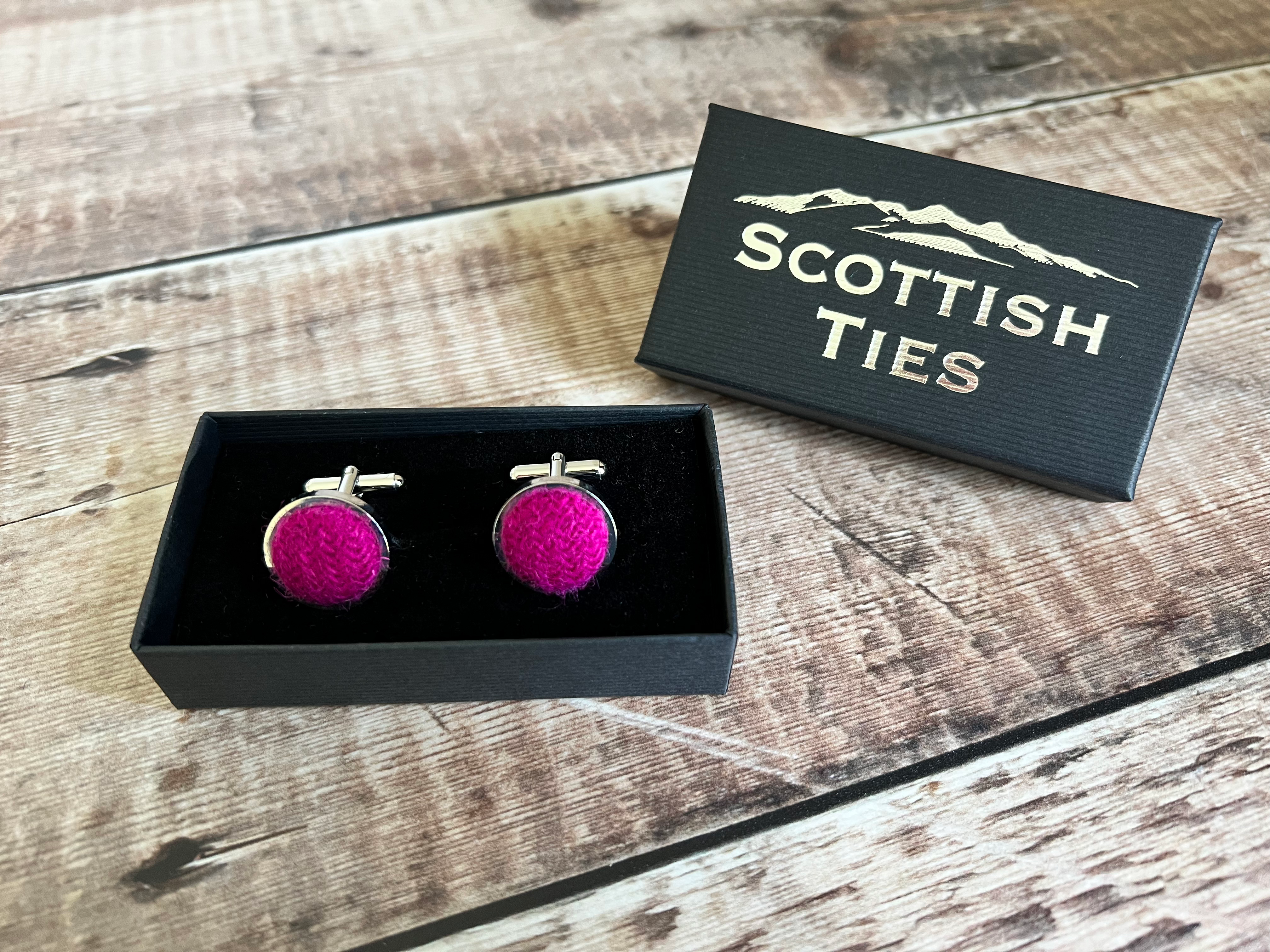 Harris Tweed® Cufflinks - Fuchsia