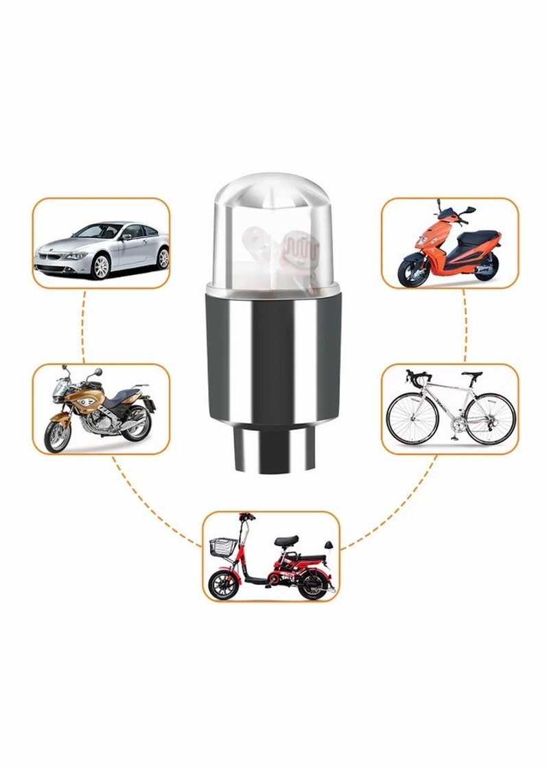 Thumbnail: Flashing Red LED Capsule Wheel Valve Stem Cap for Cars Trucks (Set of 2)
