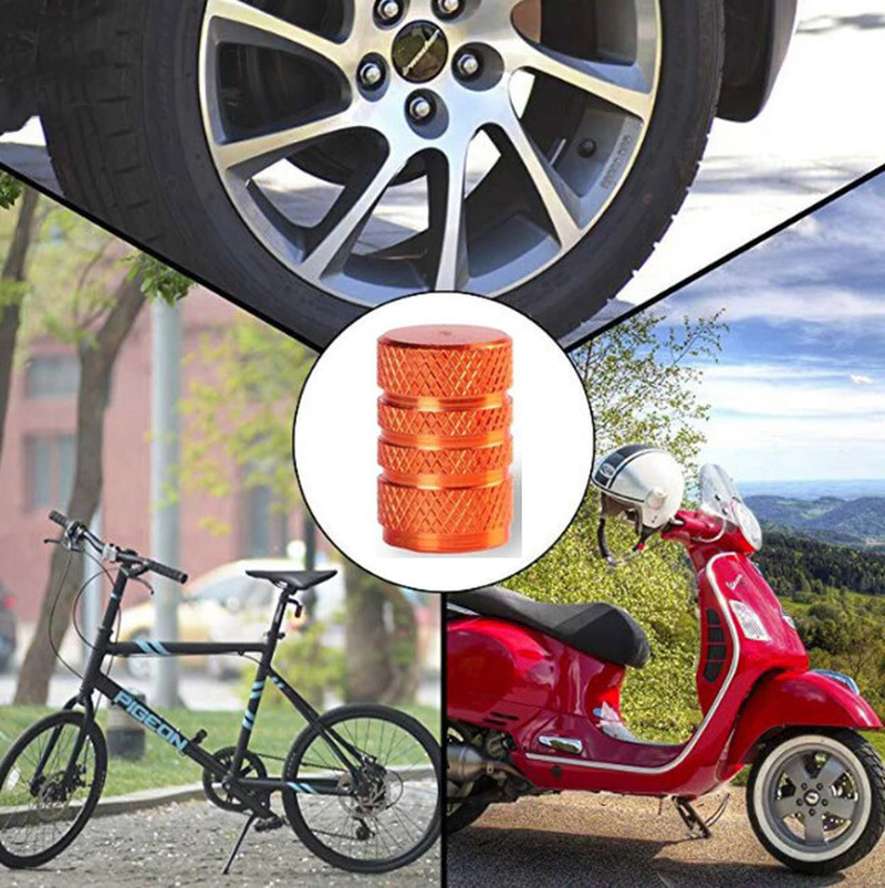 Thumbnail: Orange Barrel Aluminum Valve Caps fits Universal Schrader (4, 8, 12, 20 Count)
