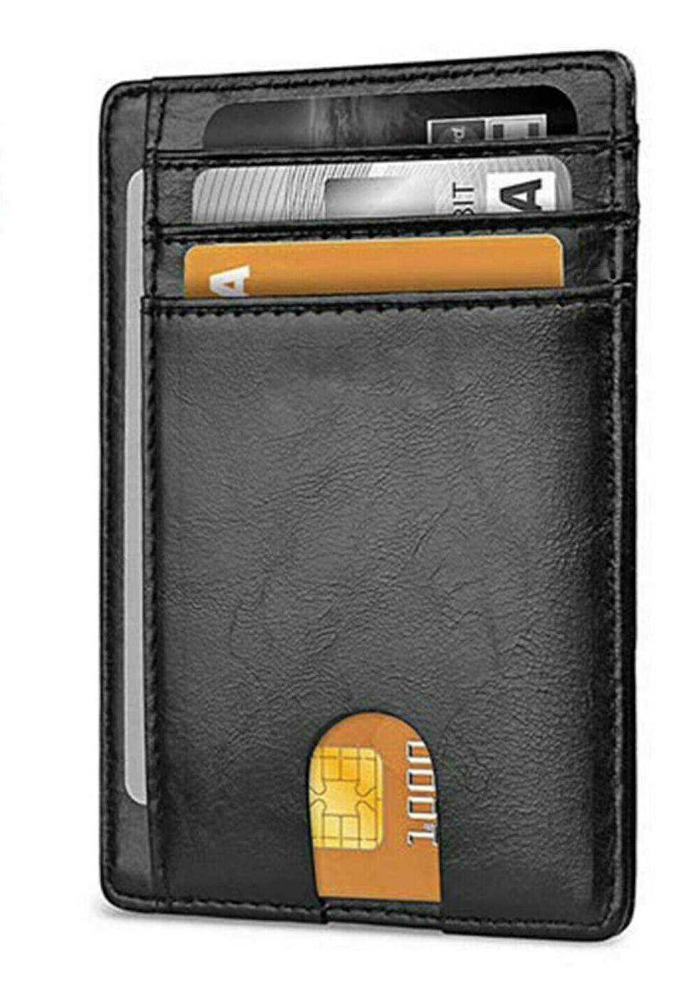 Thumbnail: Minimalist Slim RFID Protector ID Card Leather Pocket Wallet 