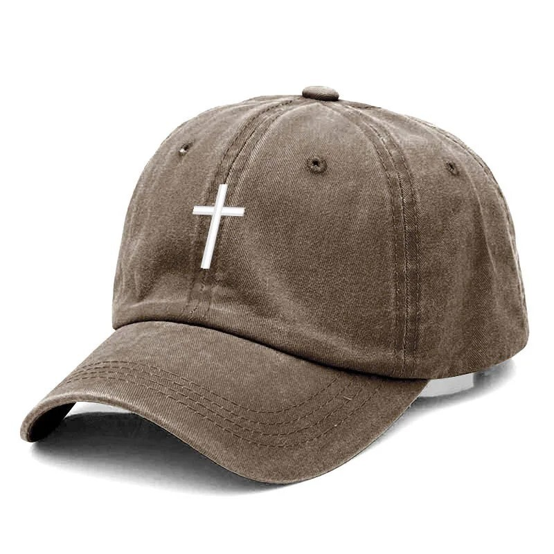 Thumbnail: Washed Cotton Christian Embroidered Hat (Black, Adjustable)