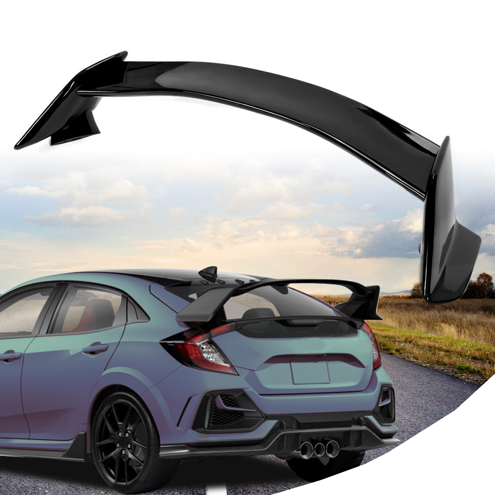 Gloss Black ABS Painted Spoiler for Honda Civic Hatchback 16-21 Type-R