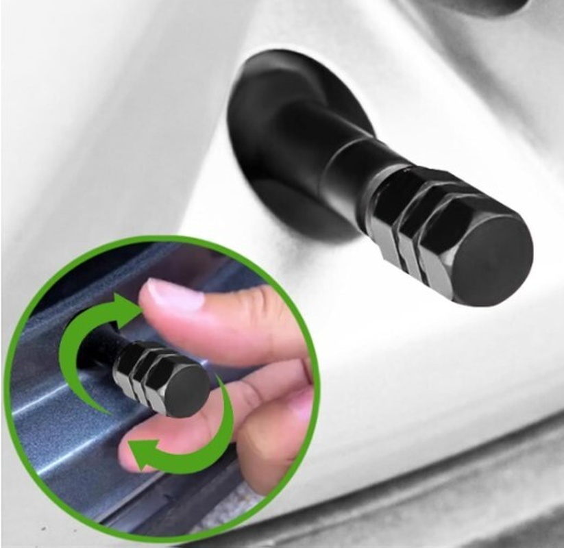 Thumbnail: Black Hex Aluminum Valve Caps Universal Fit for Cars (4, 8, 12, 20 Count)