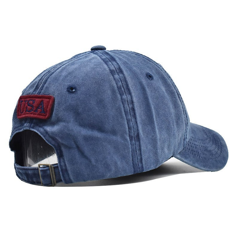 Thumbnail:  Patriotic Embroidered Cotton Cap with USA Flag Layout 