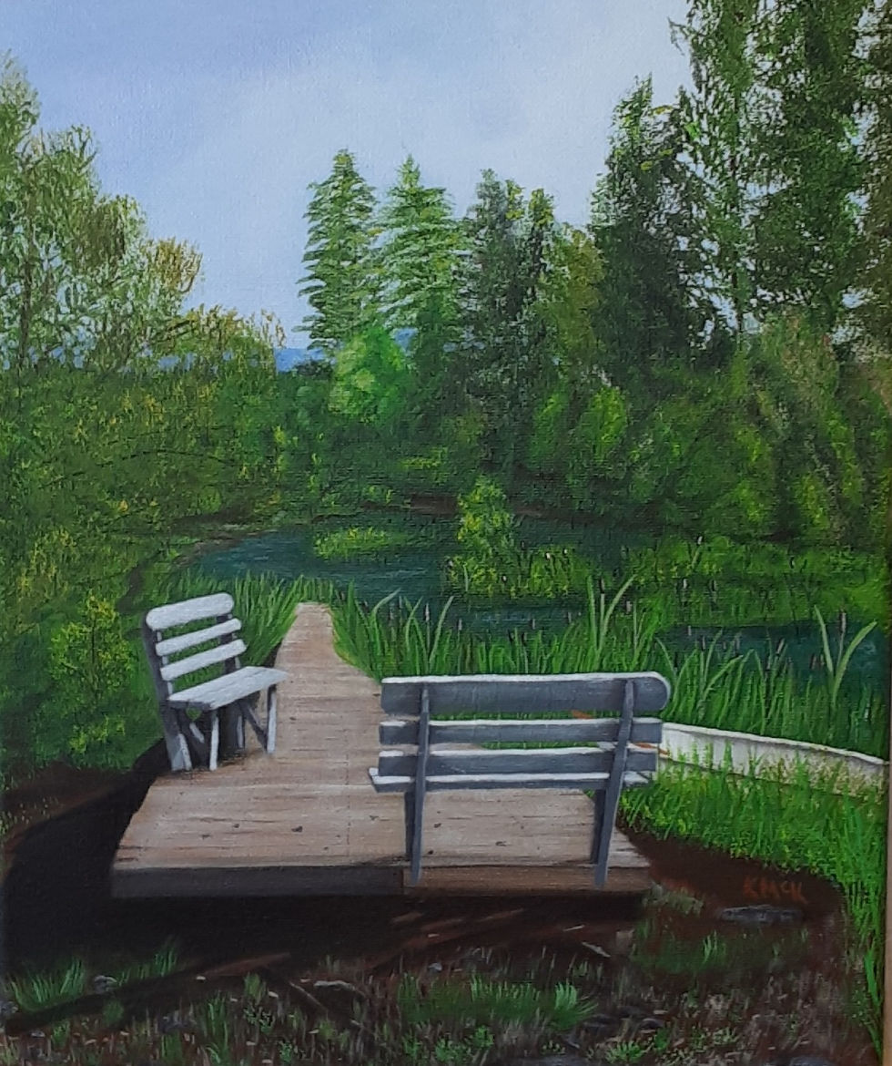  Calm and quiet along The  Board Walk  by artist Kathy McKeown”