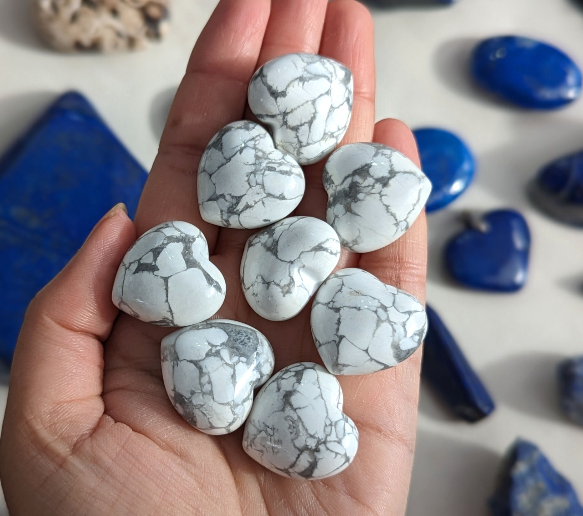 White Howlite Hearts