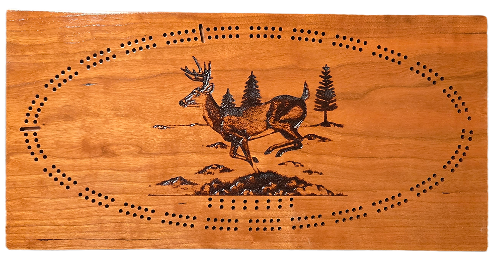 2 track Cribbage Board engraved with a deer
