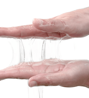 nuru massage gel in between hands