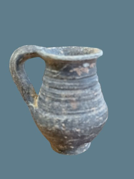 Thumbnail: Roman 1st-4thC Greyware Ribbed Juglet with handle