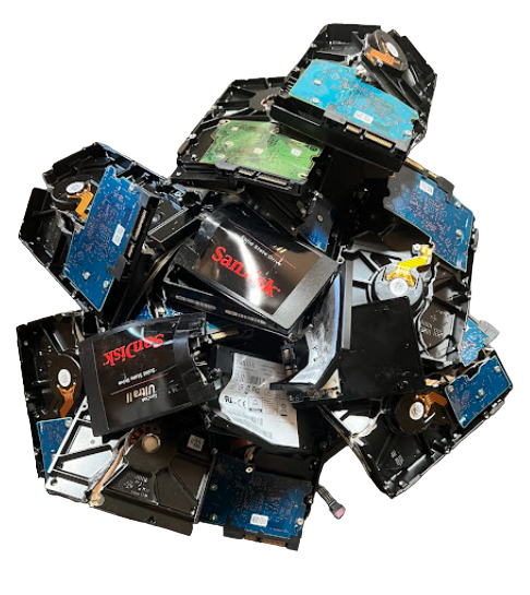 Pile of crushed hard drives