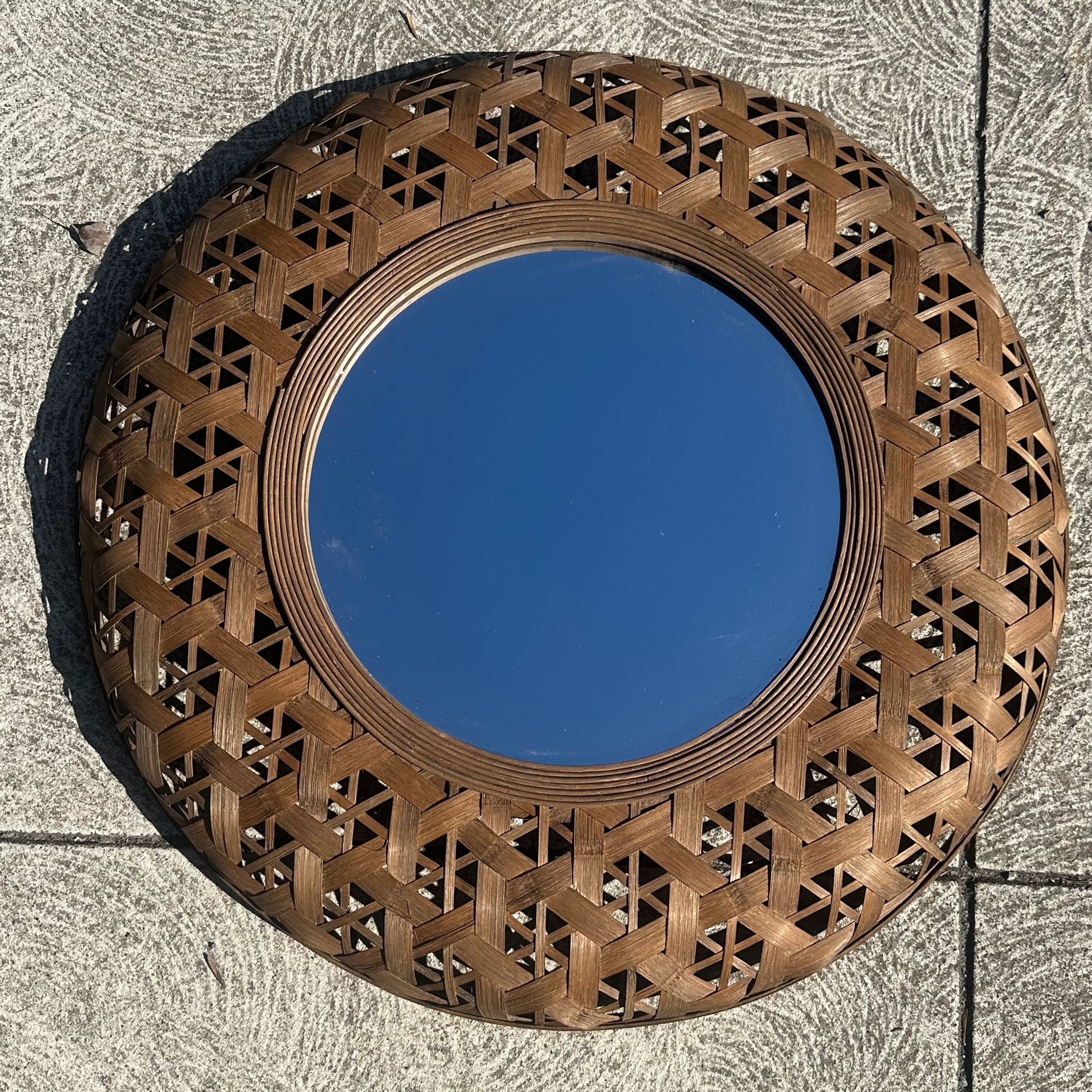 Round Woven Edged Mirror