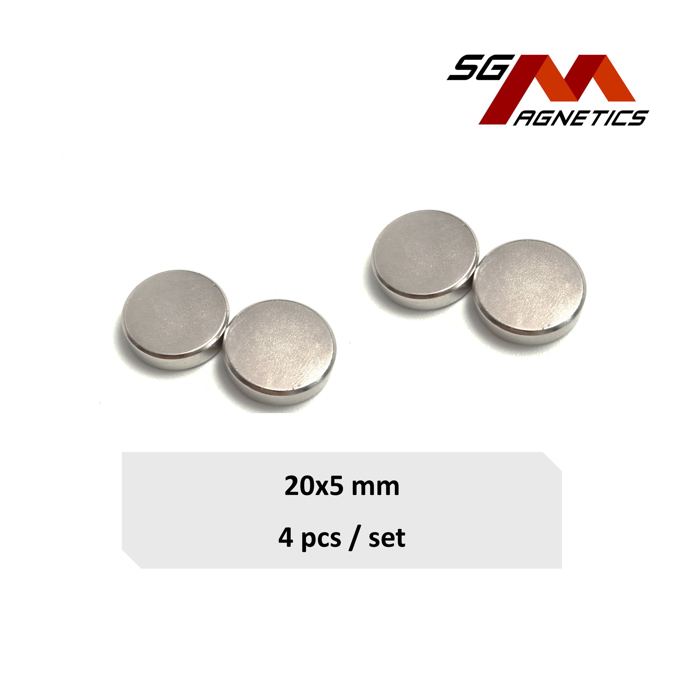 20x5mm N35 - Neodymium Disc Magnets - 4pcs