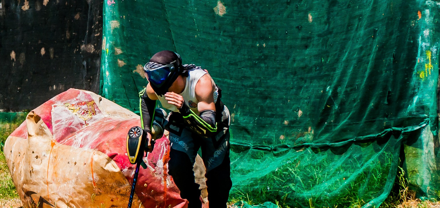 Paintball player running