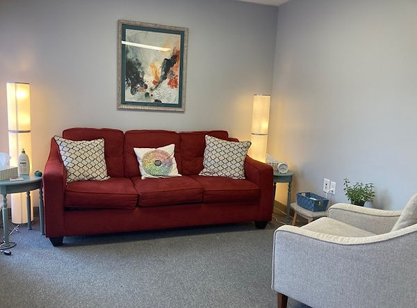 A comfortable, sensory-friendly therapy office for anxiety therapy at Mid-Michigan Therapy in East Lansing MI