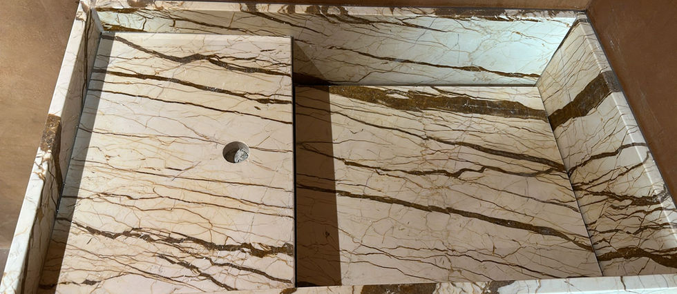 custom marble stone sink in white and gold wavy lines