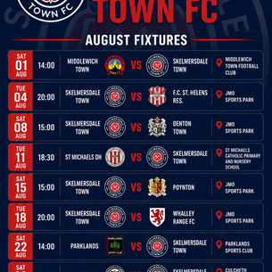 August Fixtures Confirmed for Skelmersdale Town FC