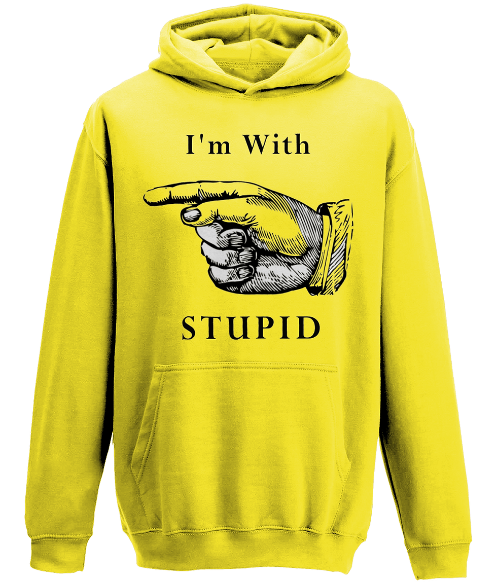 Thumbnail: I'm With Stupid Adult Hoodie in sun yellow